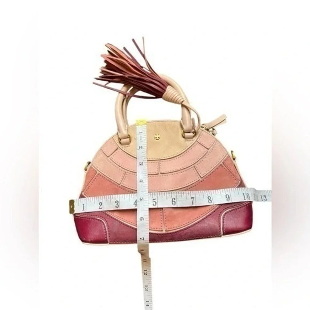 Tory Burch Seashell Patchwork Dome Satchel Crossbody Bag Tassel Purse Bag